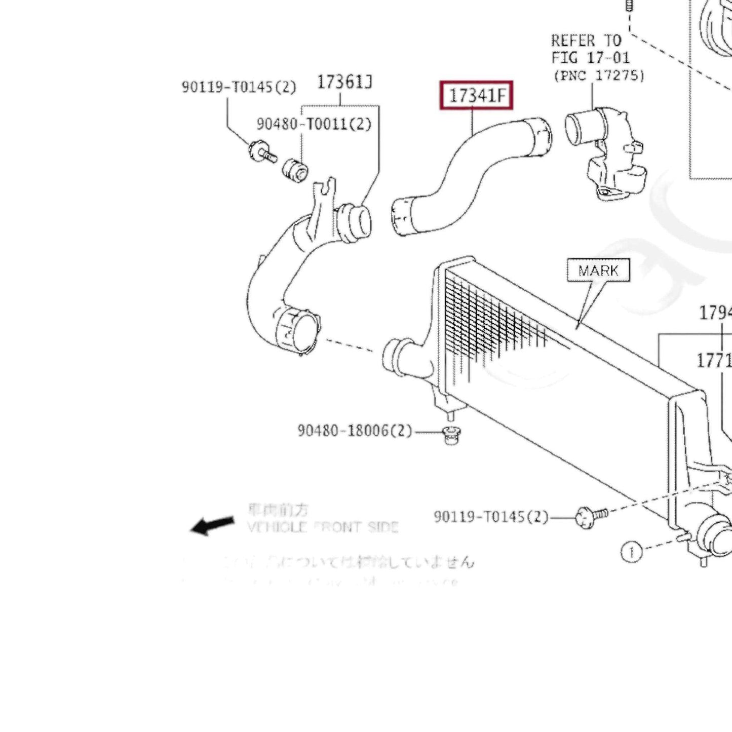 Manguera de intercooler Toyota hilux fortuner 2016 2025 (17341-0e021)(17302-0e021) 1GD 2GD - Auto repuestos Revisa