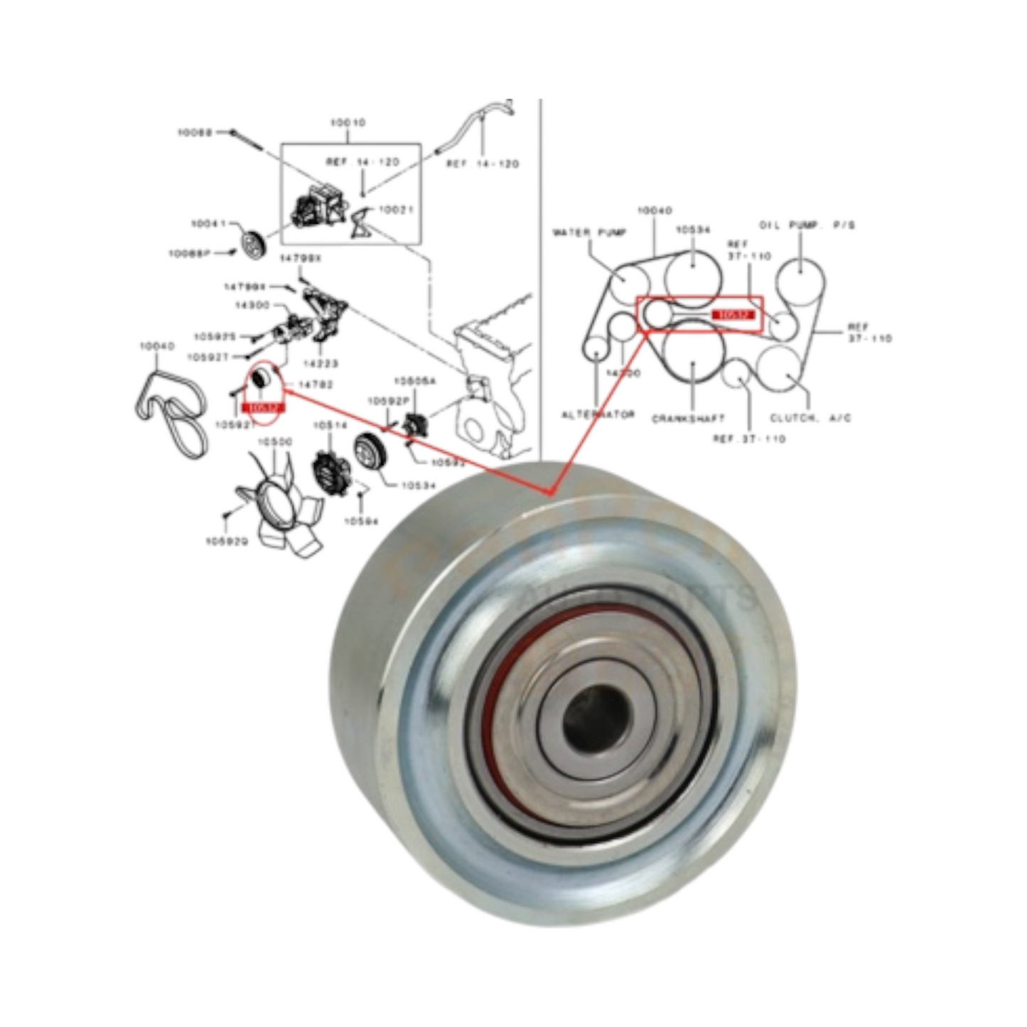 Polea Mitsubishi l200 Montero sport 2021 2024 (1341a089) 2.4l 4n15