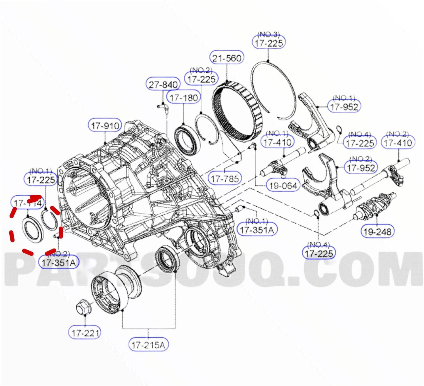 Retenedor de transfer Mazda bt50 pro / ford ranger 2012 2022 (u5a1-17-yc2) - Auto repuestos Revisa 